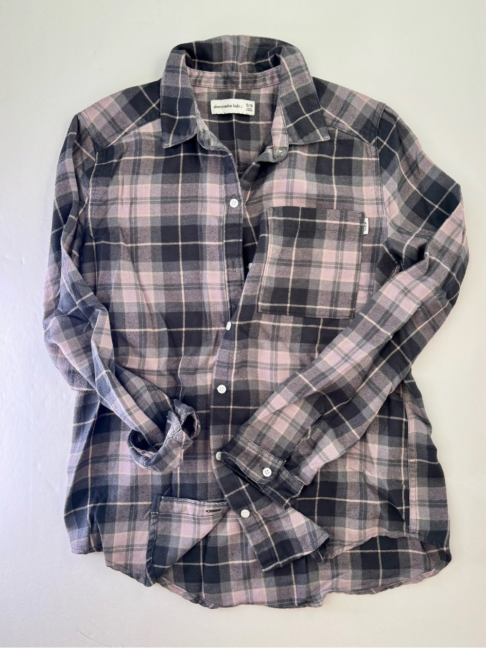 Abercrombie & Fitch Light Purple and Gray Plaid Button-Up Shirt